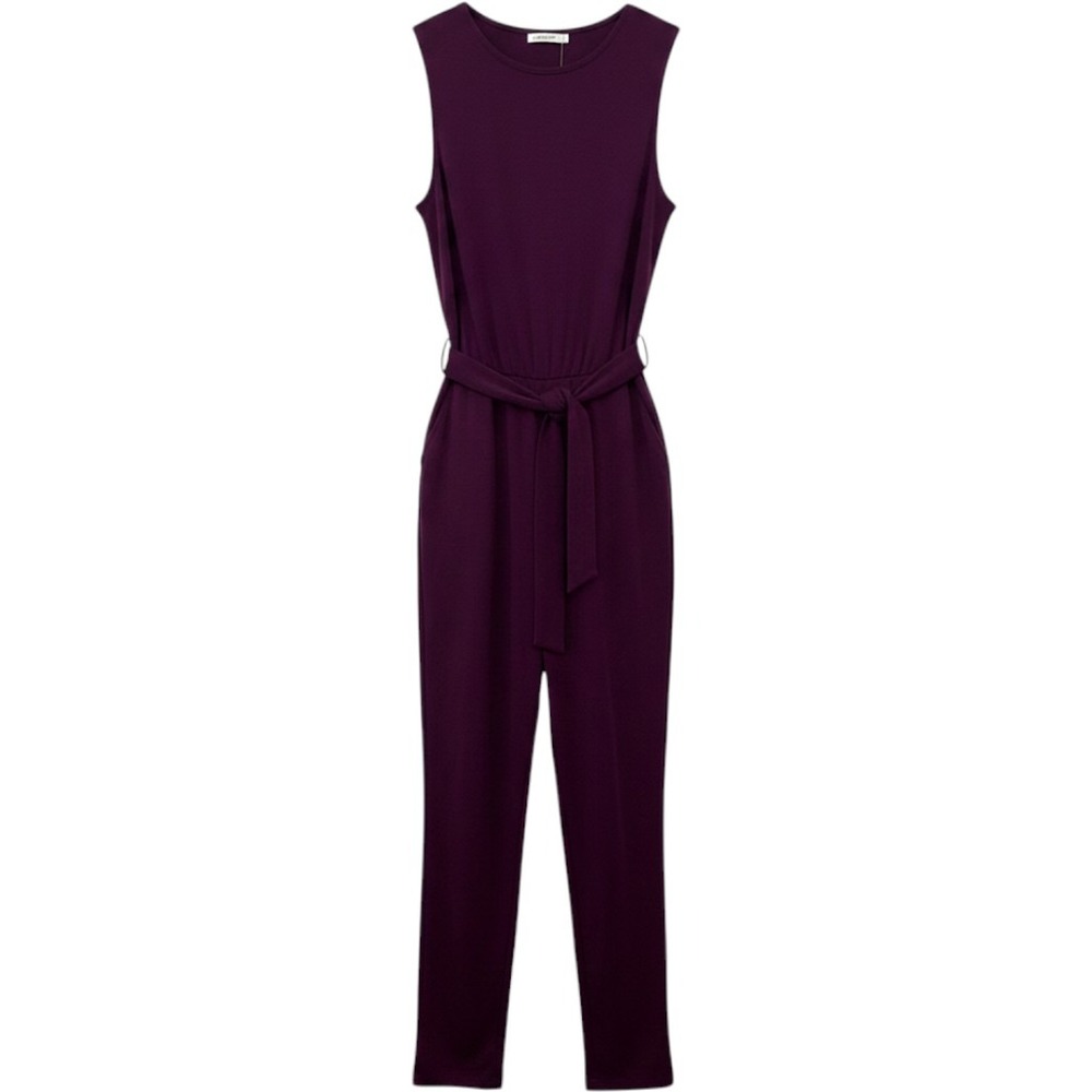 Fabletics Jumpsuit Women Small Purple Sleeveless Belted Pockets Modal Blend New